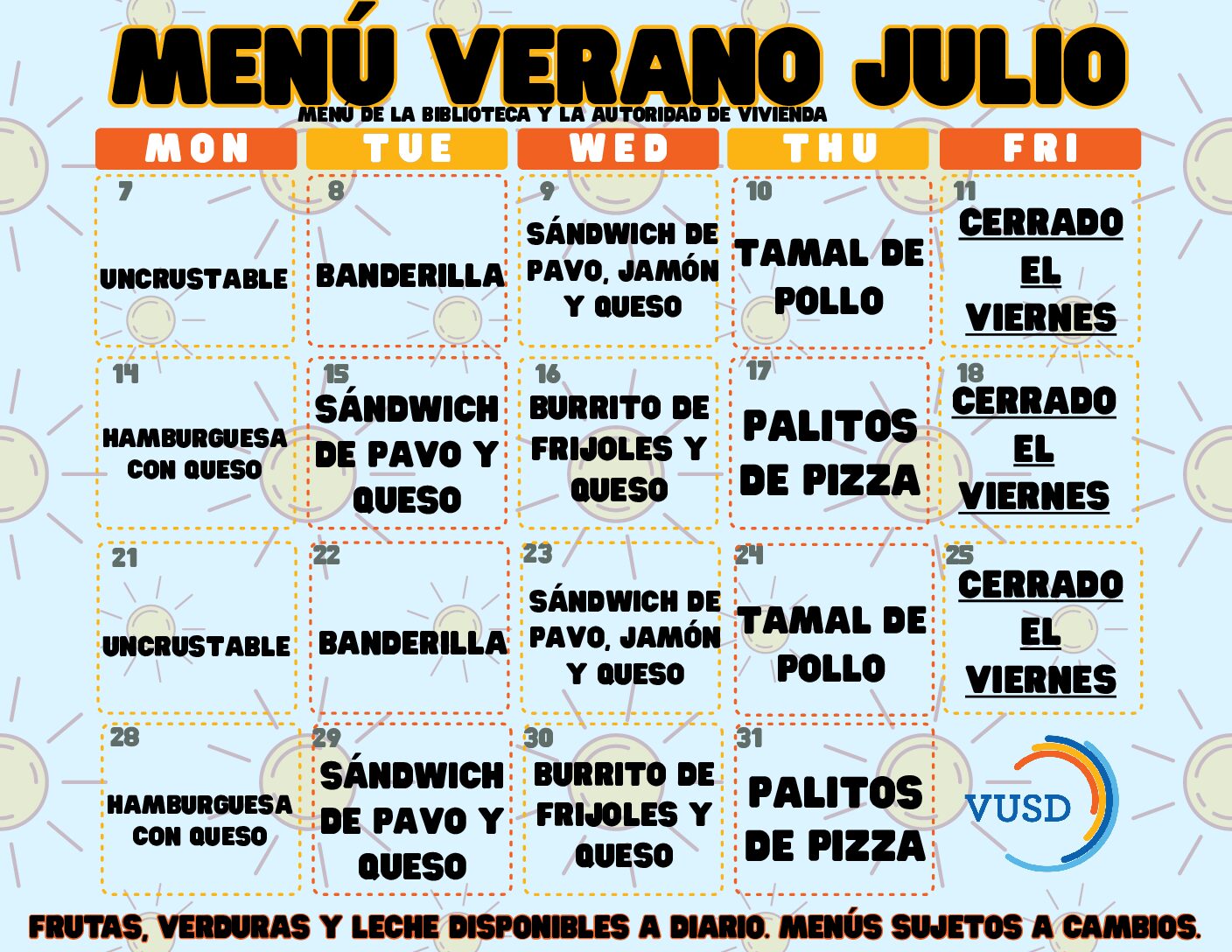 2025 Summer Menu Agencies Spanish